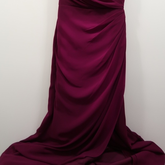 NOIR BY LAZARO Wine Bridesmaid Gown - Picture 6 of 11